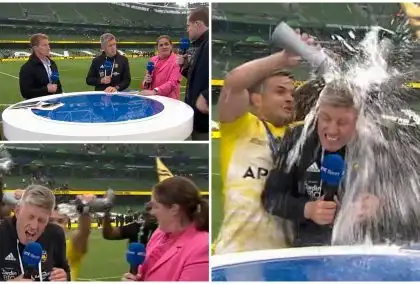 WATCH: Ronan O’Gara gets a soaking from La Rochelle players after Champions Cup final triumph over Leinster