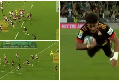 WATCH: Shaun Stevenson turns to creator in CRUCIAL Chiefs try against Reds