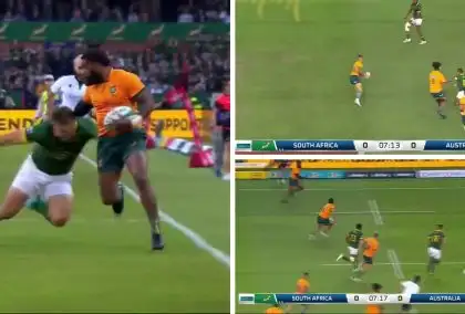WATCH: Marika Koroibete opens Wallabies account with LETHAL finish