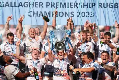 Premiership Rugby Fixtures - Saracens' Owen Farell lifts the trophy after his team won the Gallagher Premiership final at Twickenham Stadium