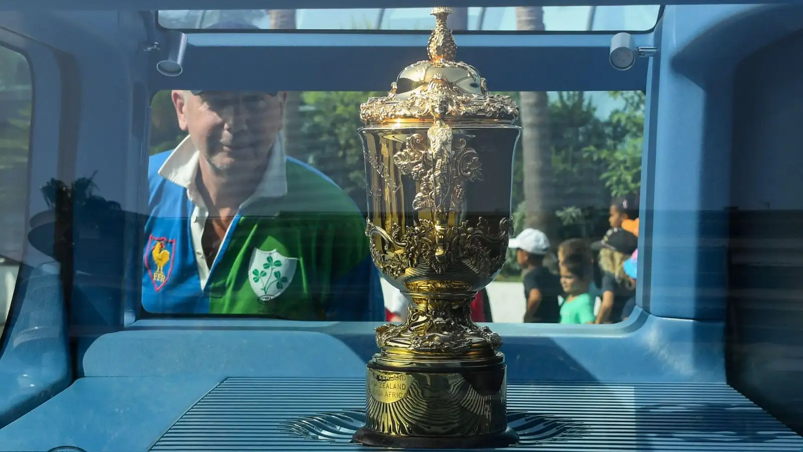 Rugby World Cup on display.