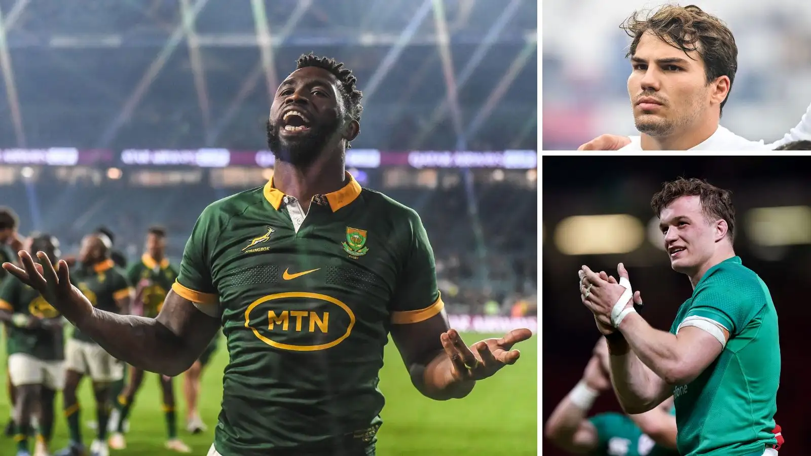 Springboks captain Siya Kolisi, France captain Antoine Dupont and World Rugby Player of the Year in 2022 Josh van der Flier - Rugby World Cup