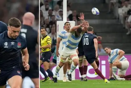 WATCH: George Ford rockets over THREE drop goals in World Cup opener