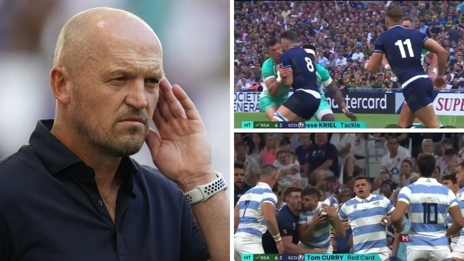 Scotland head coach Gregor Townsend, Springbok centre Jesse Kriel and Scotland back row Jack Dempsey and England flanker Tom Curry - Rugby World Cup