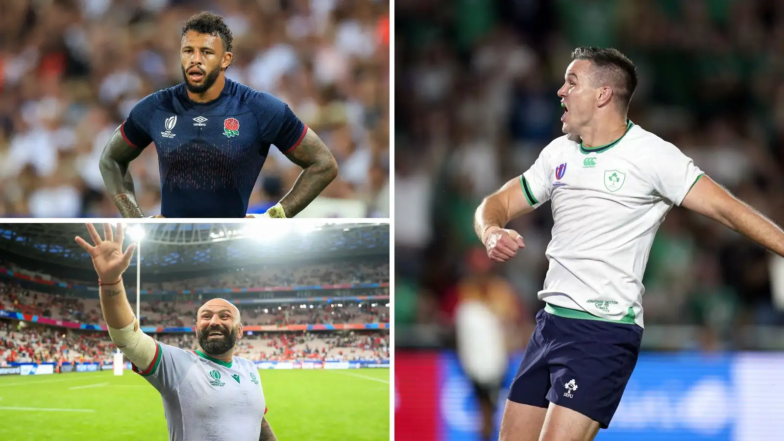England flanker Courtney Lawes, Portugal hooker Mike Tadjer and Ireland skipper Johnny Sexton during the Rugby World Cup.