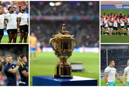 Split with the Rugby World Cup, Fiji, Scotland, Japan and Springbok players.