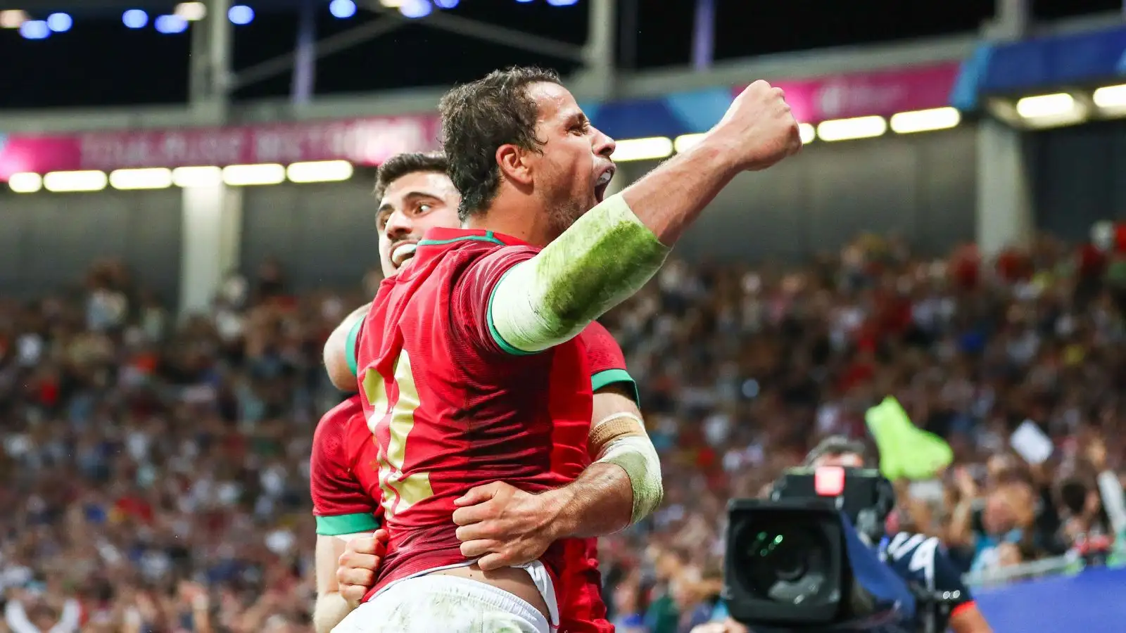 Raffaele Storti and Jose Lima of Portugal during the Rugby World Cup Pool C match between Fiji and Portugal