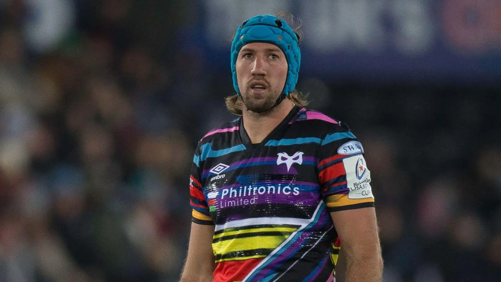 Ospreys veteran Justin Tipuric looks on during a game.