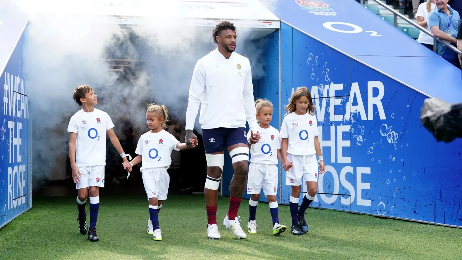 England centurion Courtney Lawes and his children.