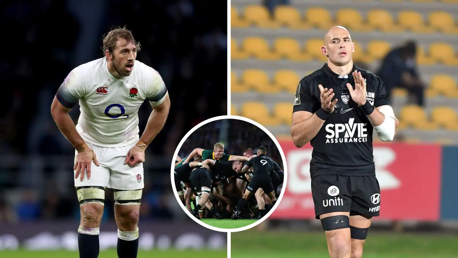Former England captain Chris Robshaw and Italy skipper Sergio Parisse and a maul between the Springboks and All Blacks.