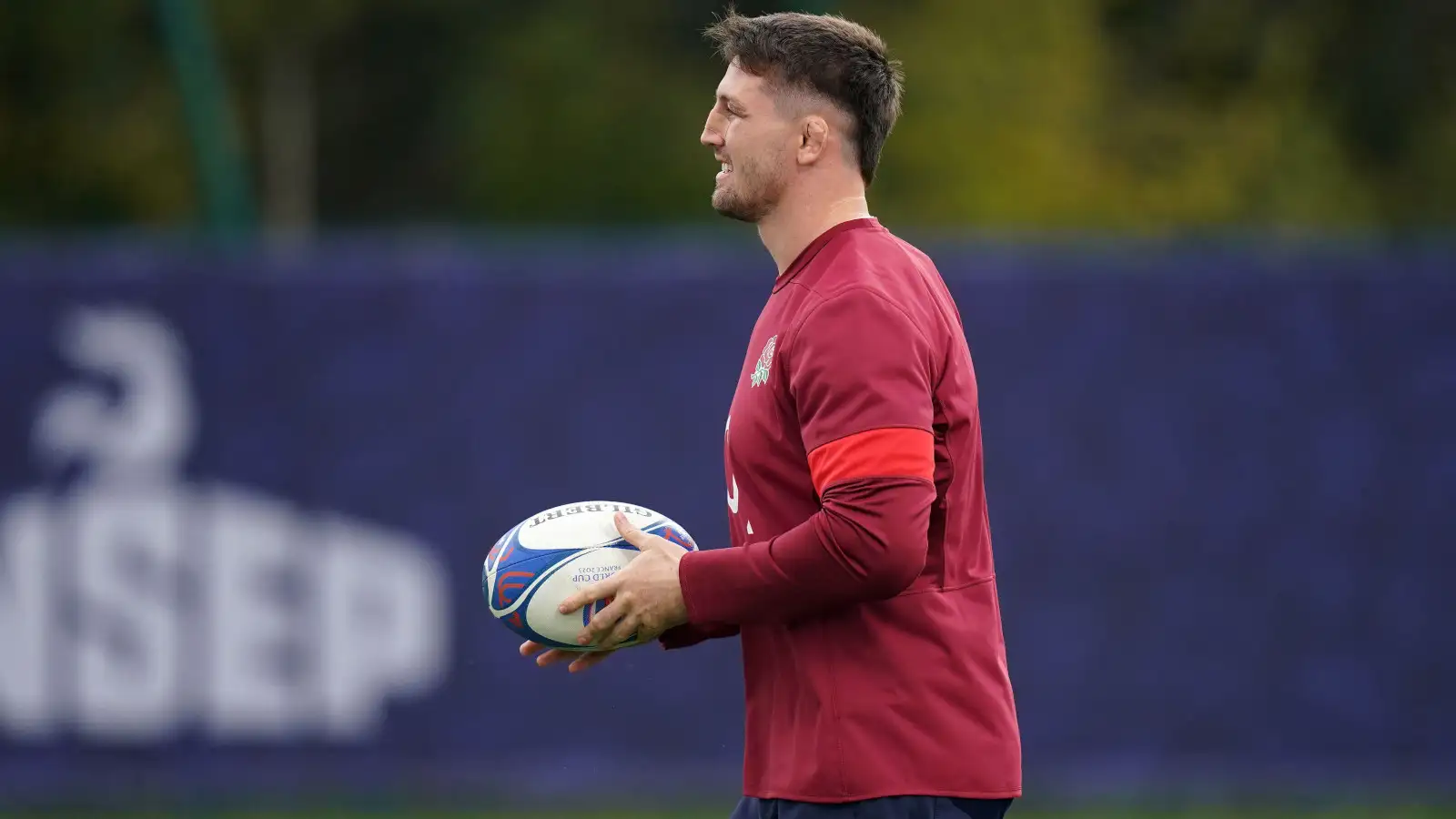 Tom Curry in England training during the 2023 Rugby World Cup.