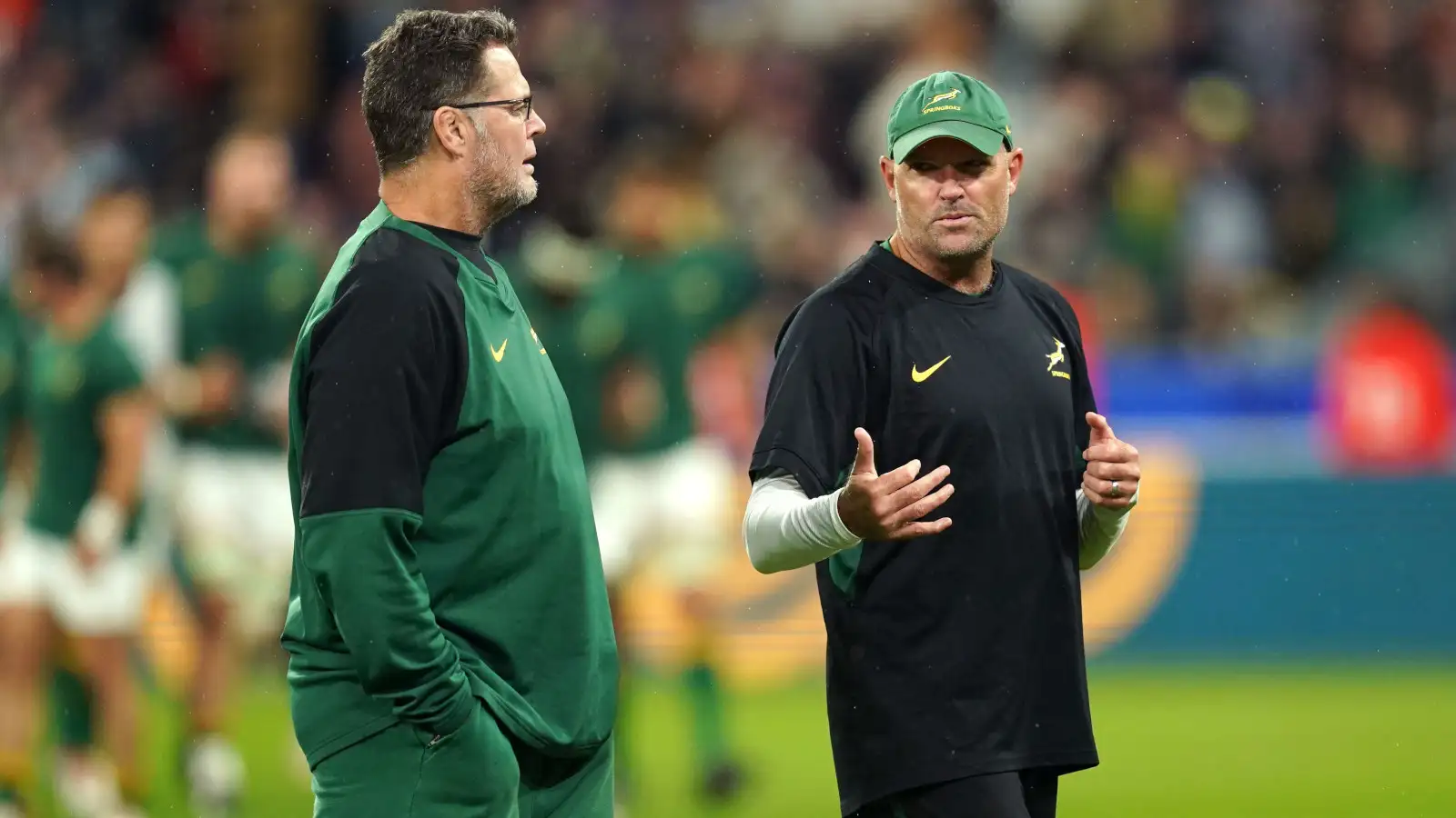 Springboks brains trust Jacques Nienaber and Rassie Erasmus ahead of the Rugby World Cup semi-final.