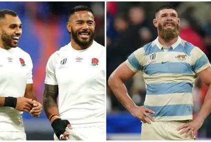 A combined Argentina and England XV ahead of the Rugby World Cup Bronze Final