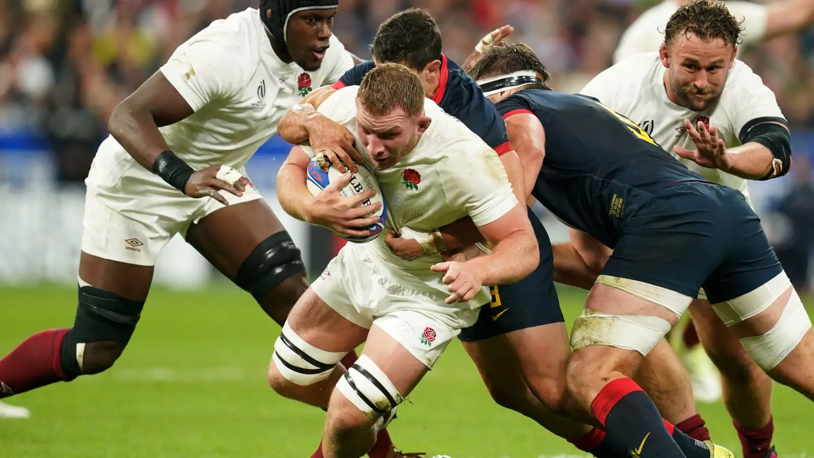 Sam Underhill in action for England v Argentina in the Rugby World Cup.