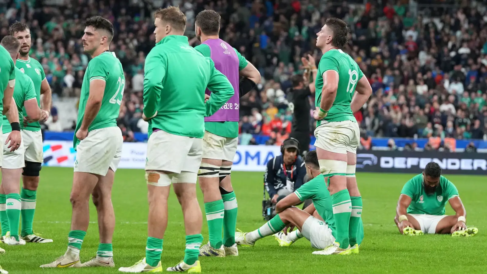 Ireland dejected after losing to All Blacks in the Rugby World Cup.