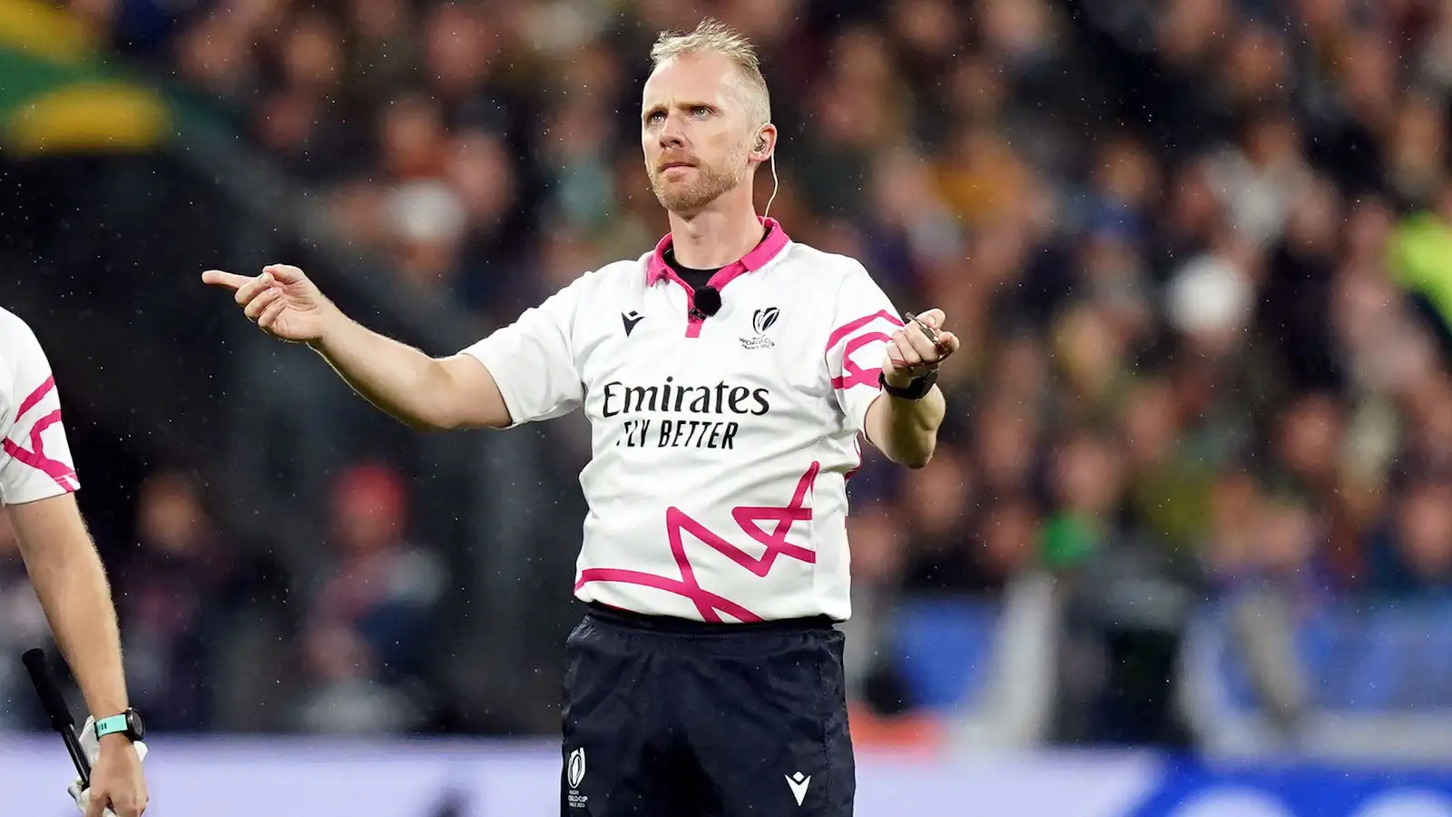 Wayne Barnes refereeing the Rugby World Cup Final.