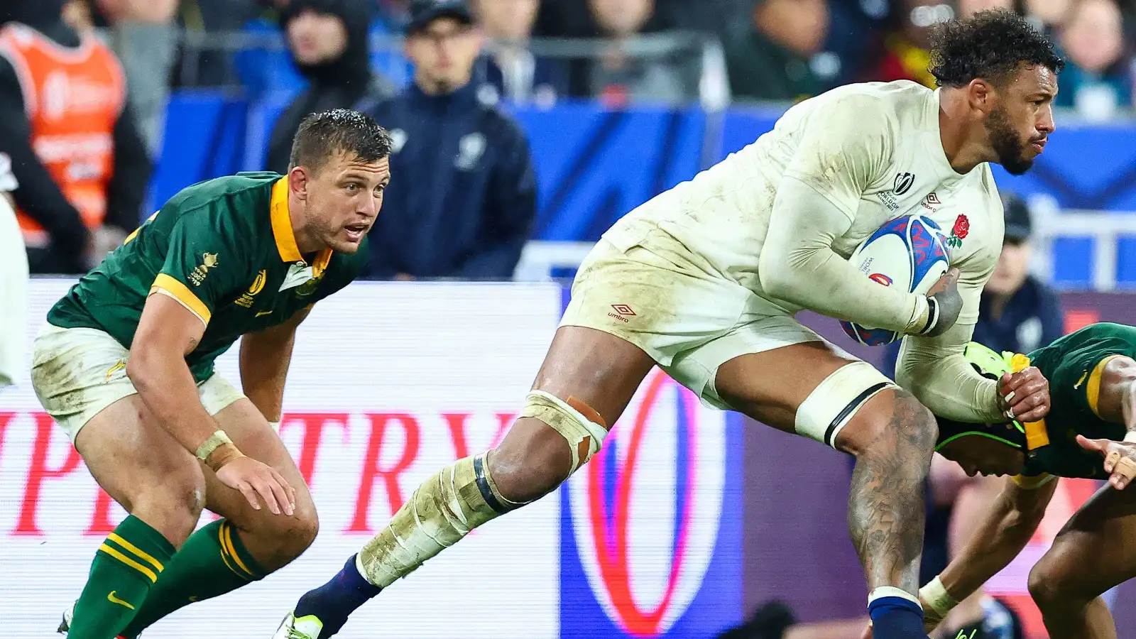 England flanker Courtney Lawes in action against South Africa.