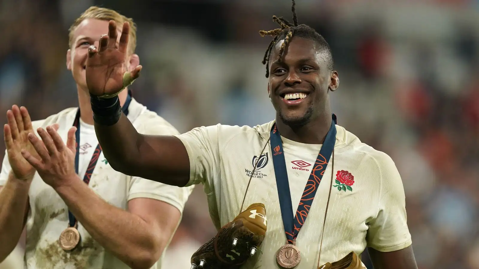 Maro Itoje, en Angleterre, a suivi le match final de bronze de la coupe du monde de rugby 2023 au Stade de France à Saint-Denis, en France.