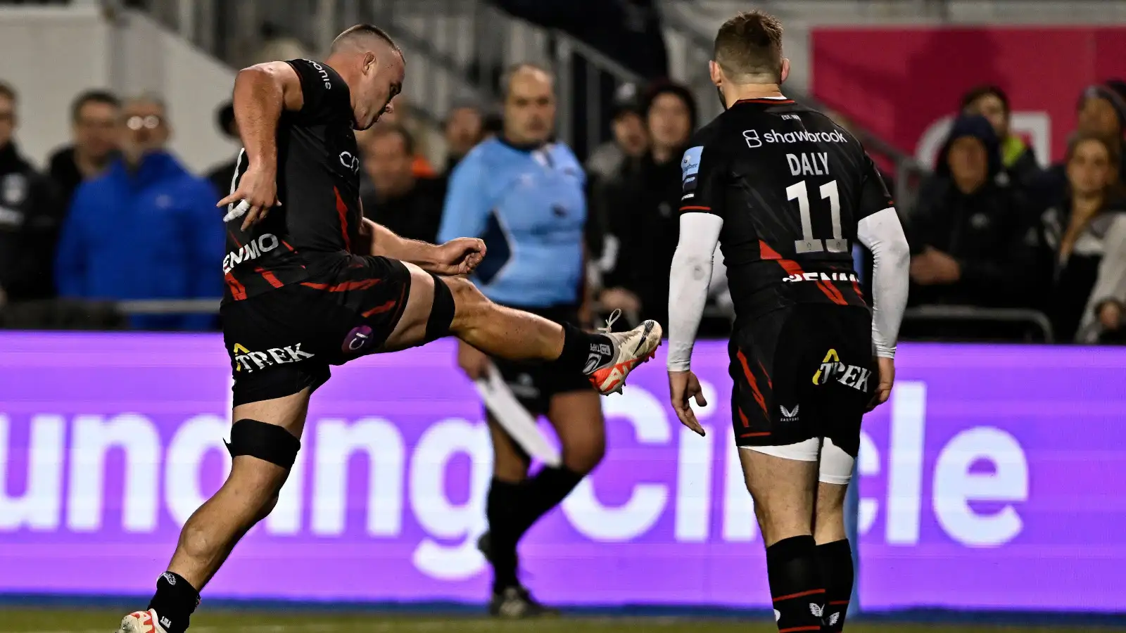 Ben Earl and Elliot Daly in action for Saracens.