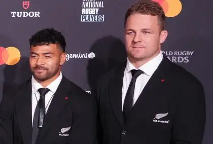 Sam Cane and Richie Mo'unga ahead of the World Rugby Awards in 2023.