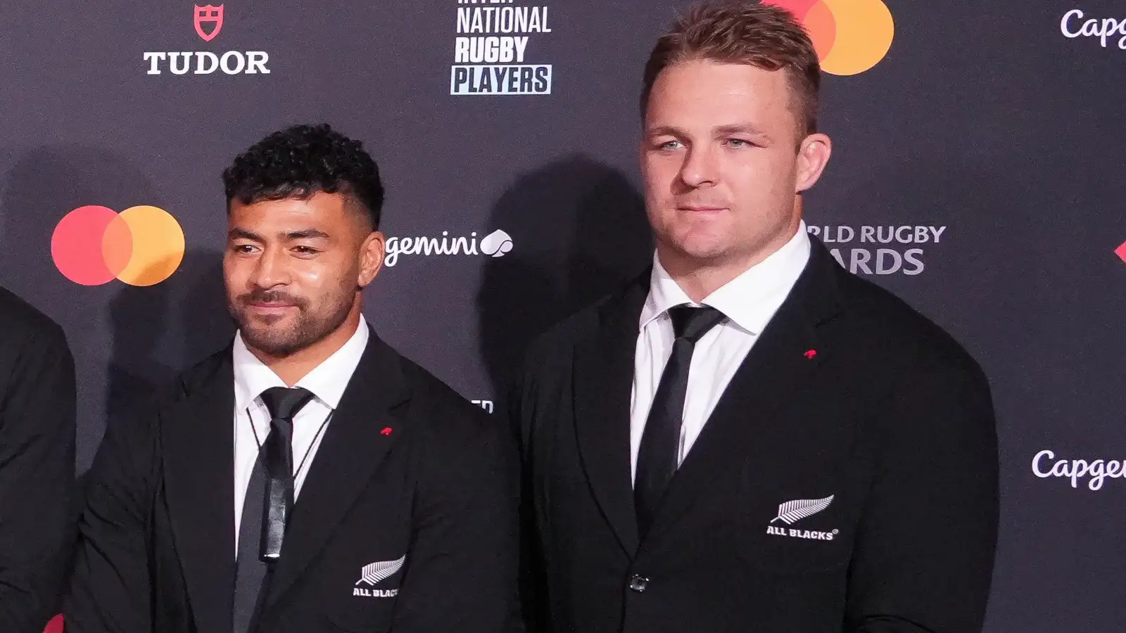 Sam Cane and Richie Mo'unga ahead of the World Rugby Awards in 2023.