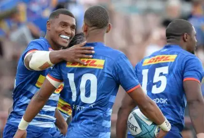 Stormers stars Damian Willemse, Manie Libbok and Warrick Gelant during a game.