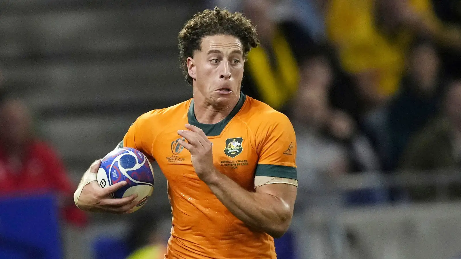 Mark Nawaqanitawase in action for the Wallabies at the 2023 Rugby World Cup.