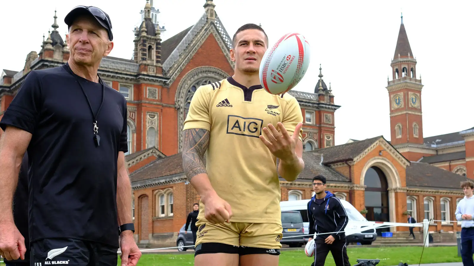 Sonny Bill Williams alongside former New Zealand sevens coach Gordon Tietjens.