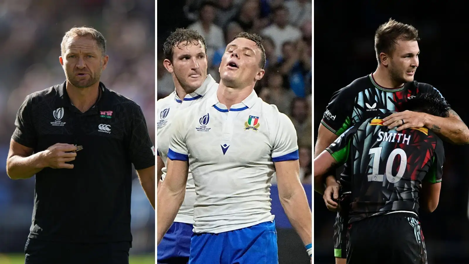 Japan coach Tony Brown, Italy fly-half Paolo Garbisi and Harlequins' Andre Esterhuizen and Marcus Smith.