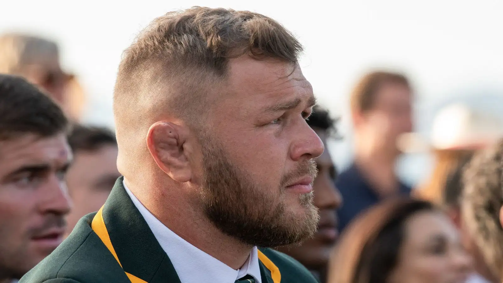 Duane Vermeulen of the South African rugby team (Springboks) at the ceremony to welcome the 2023 Rugby World Cup in Toulon.