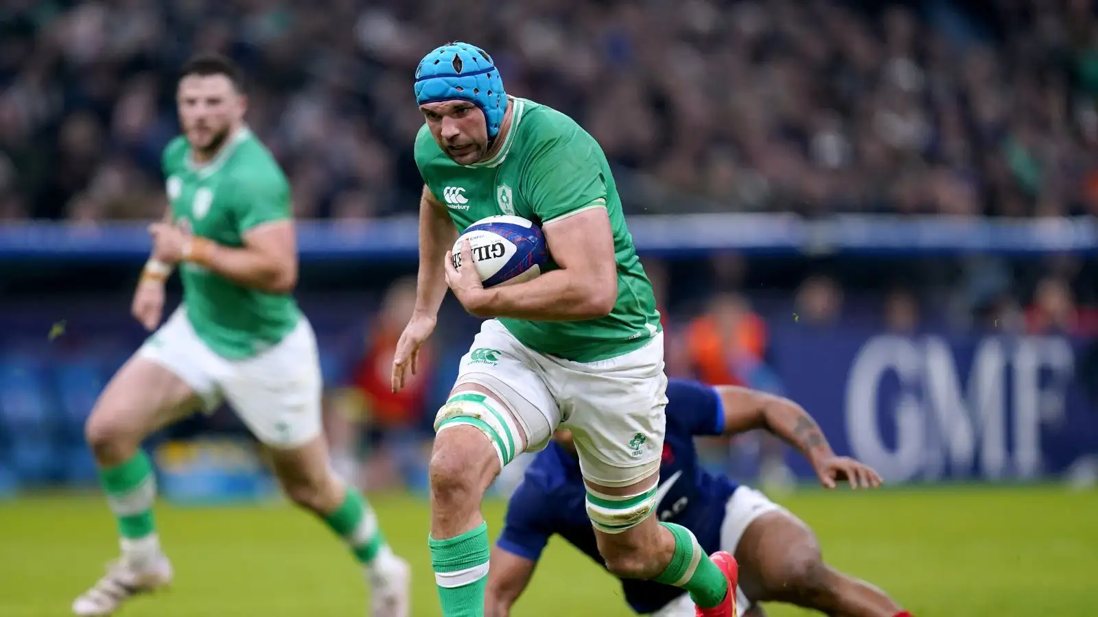 Ireland's Tadhg Beirne on their way over to score their side's second try of the game during the Guinness Six Nations match