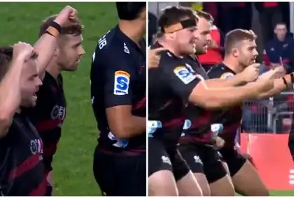 WATCH: Surreal moment as Leigh Halfpenny performs haka with Crusaders against Munster