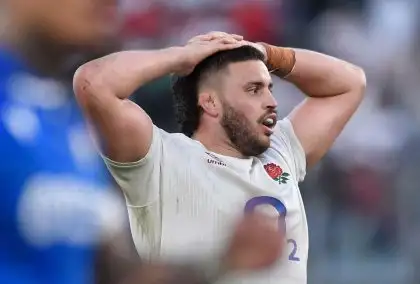 Ethan Roots of England during the Six Nations rugby match between Italy and England at Stadio Olimpico in Rome on February 3rd, 2024.