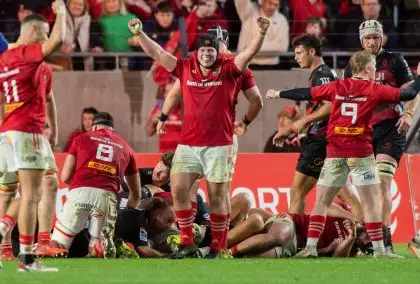 Gavin Coombes double helps Munster beat Crusaders in front of over 40,000 fans