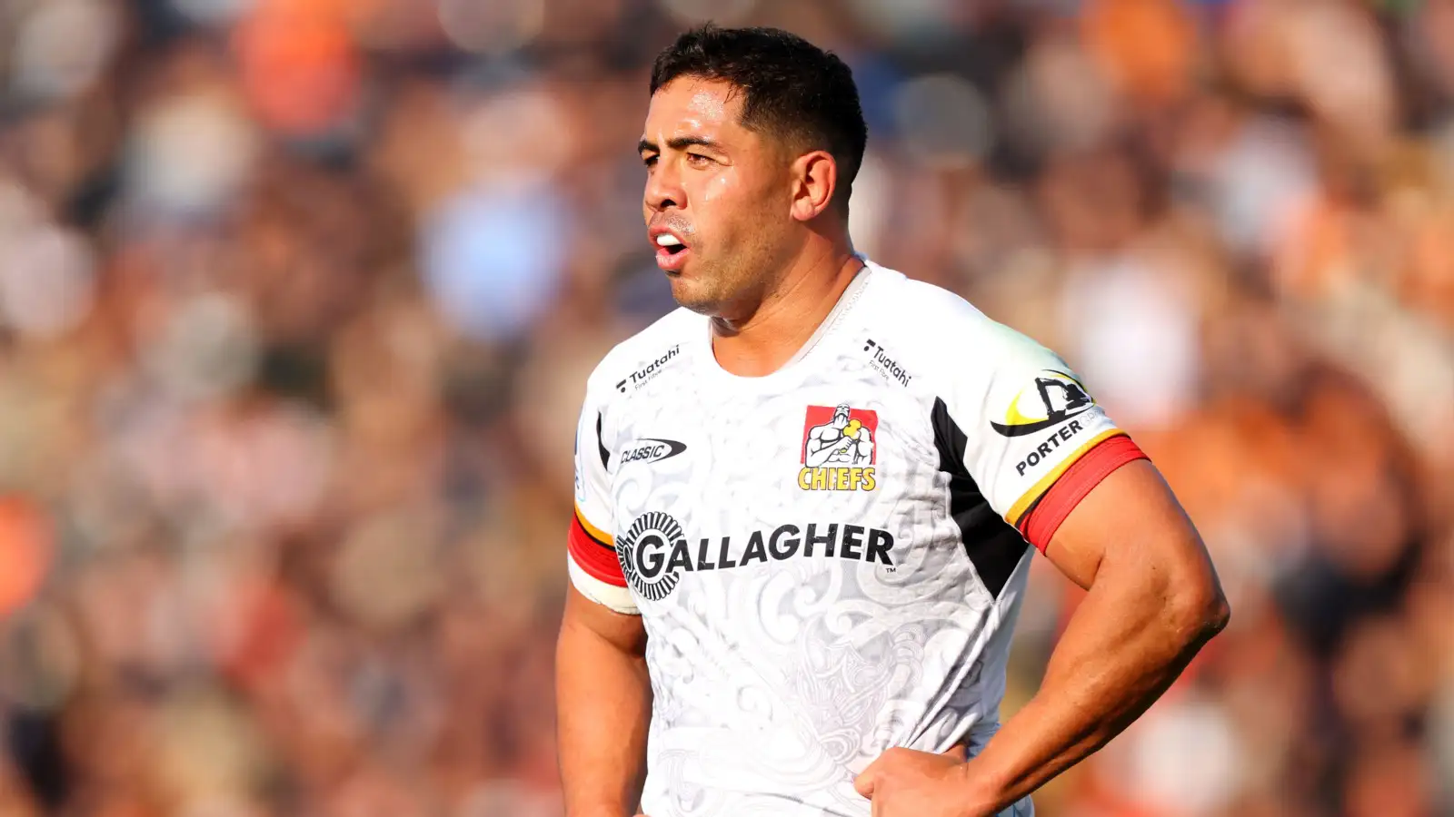 Chiefs centre Anton Lienert-Brown, who was taken off for a HIA against the Crusaders.