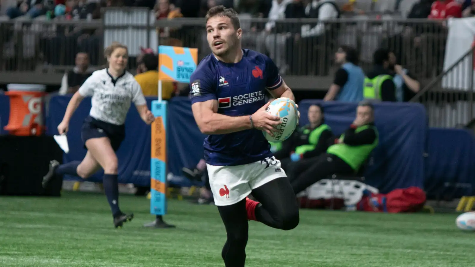 Antoine Dupont in action for France during the World Rugby SVNS series in 2024.