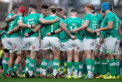 Andy Farrell's side in a huddle during the 2024 Six Nations.