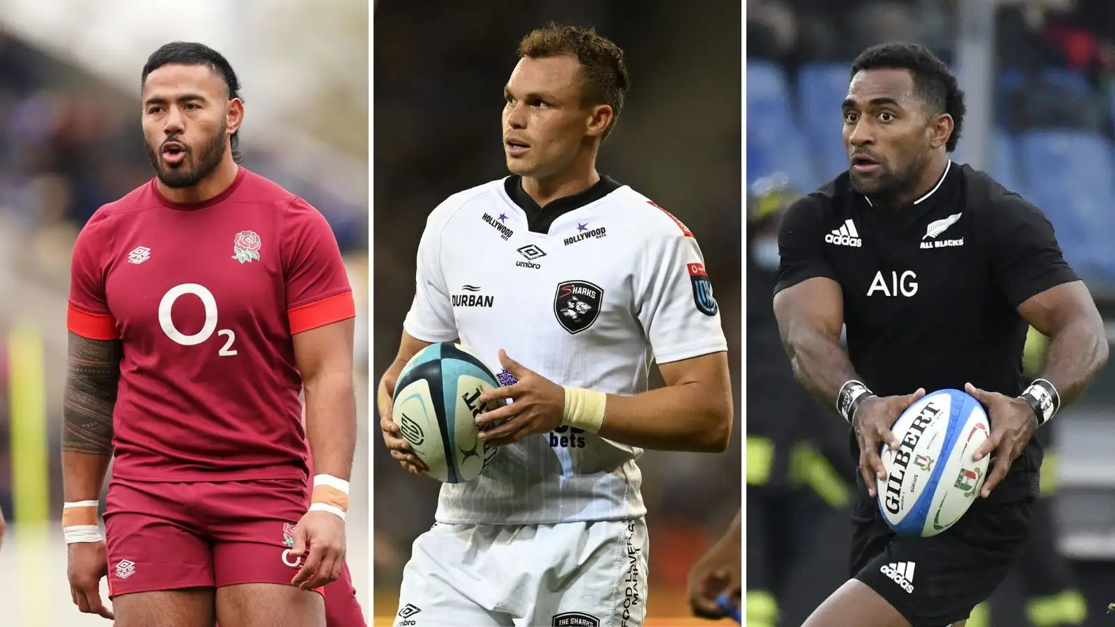 England centre Manu Tuilagi, South African fly-half Curwin Bosch and All Blacks winger Sevu Reece.