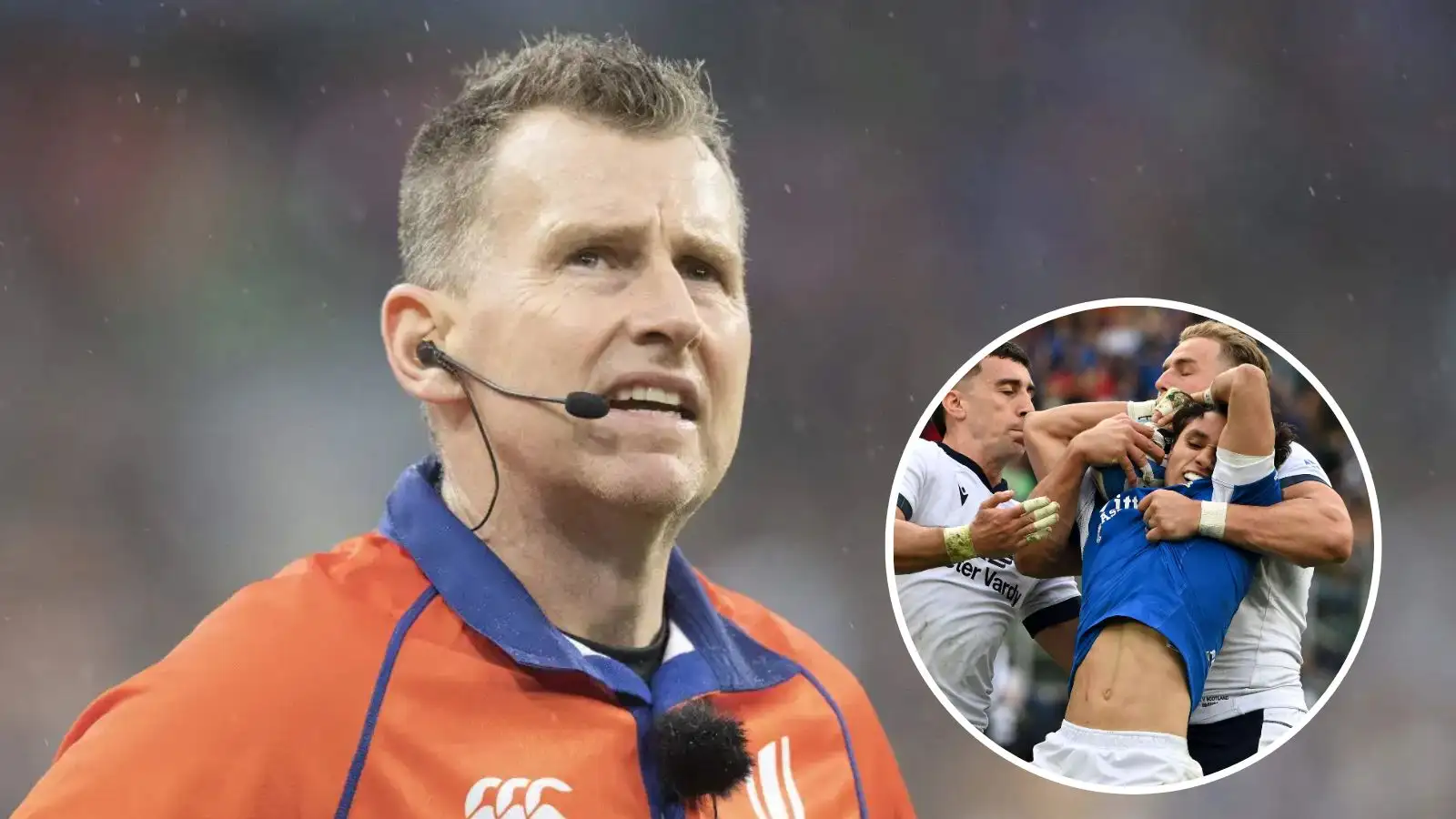 Ex-referee Nigel Owens and Scotland winger Duhan van der Merwe and Italy fullback Ange Capouzzo.