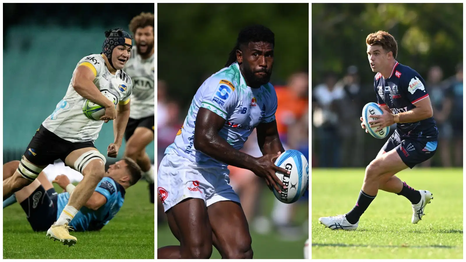 Split with Brayden Iose (Hurricanes), Frank Lomani (Fijian Drua) and Andrew Kellaway (Rebels)