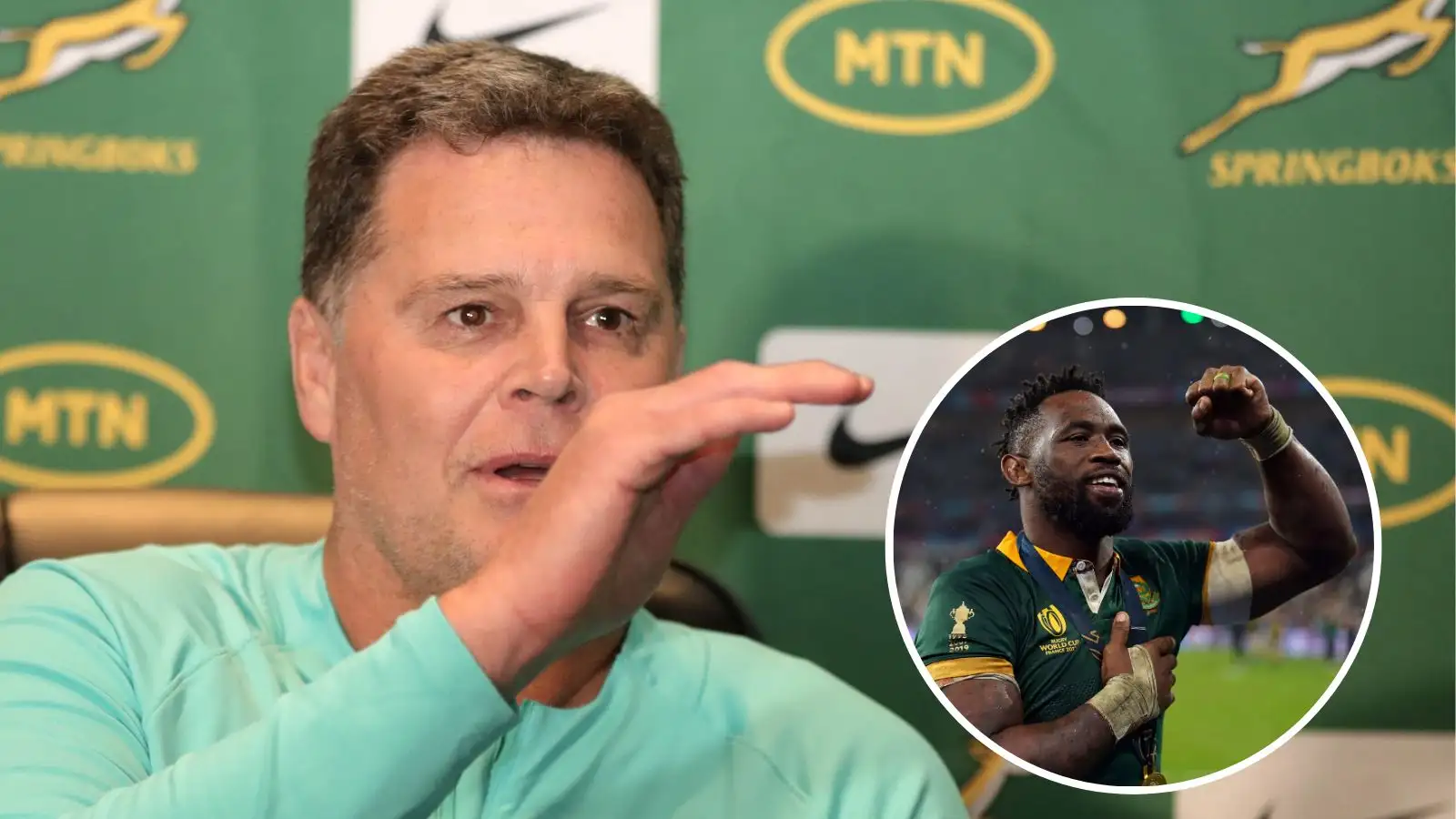 Springboks head coach Rassie Erasmus and captain Siya Kolisi.