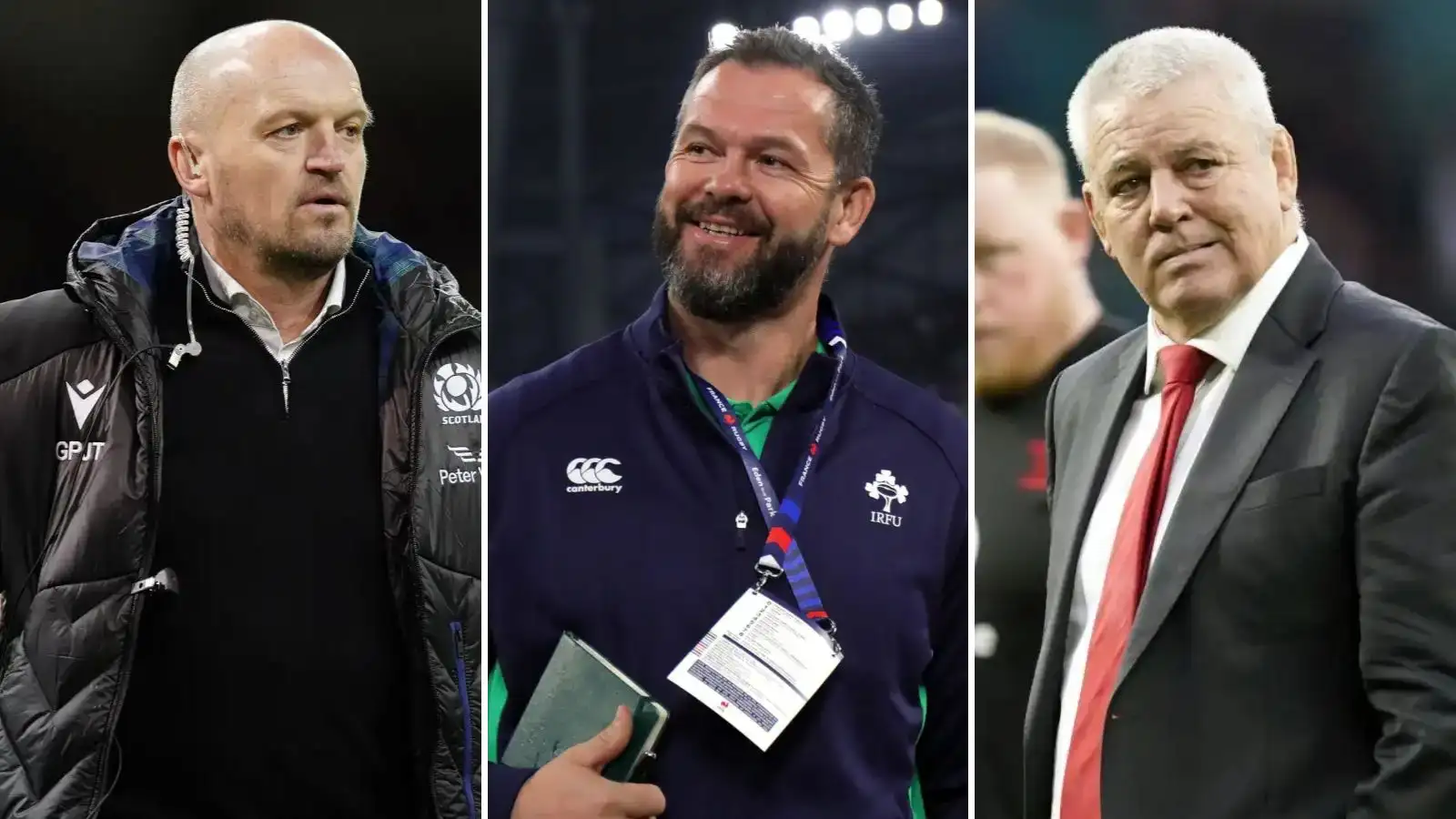 Scotland head coach Gregor Townsend, Ireland boss Andy Farrell and Wales' Warren Gatland during the 2024 Six Nations.