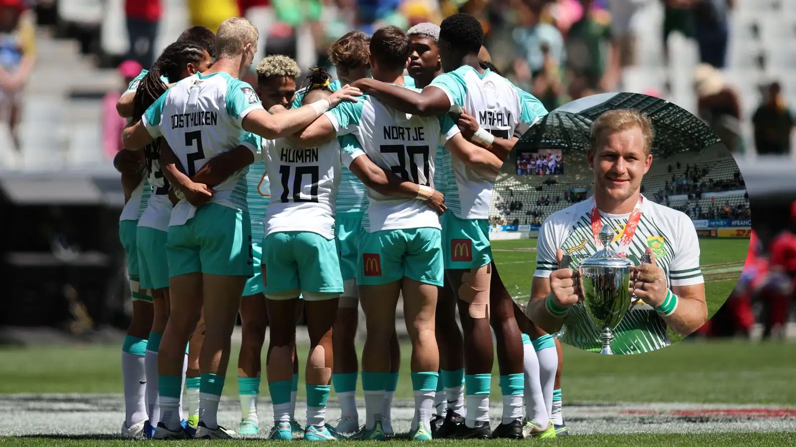Split with South Africa Sevens stars and Phillip Snyman.