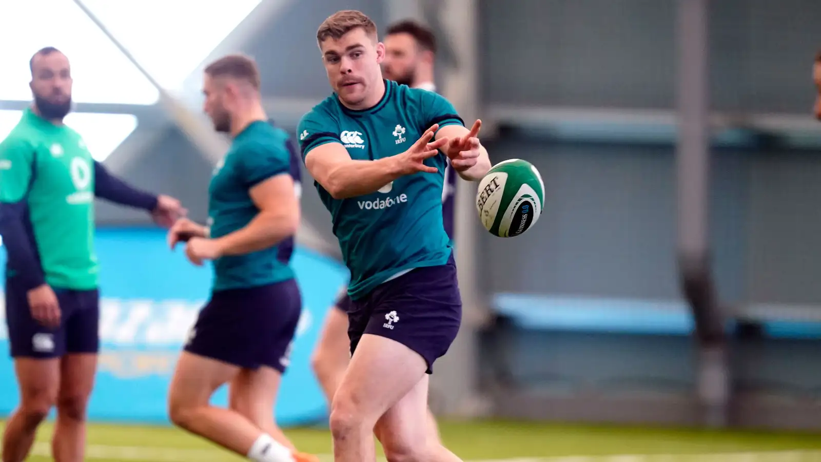 Garry Ringrose in Ireland training during the 2024 Six Nations.