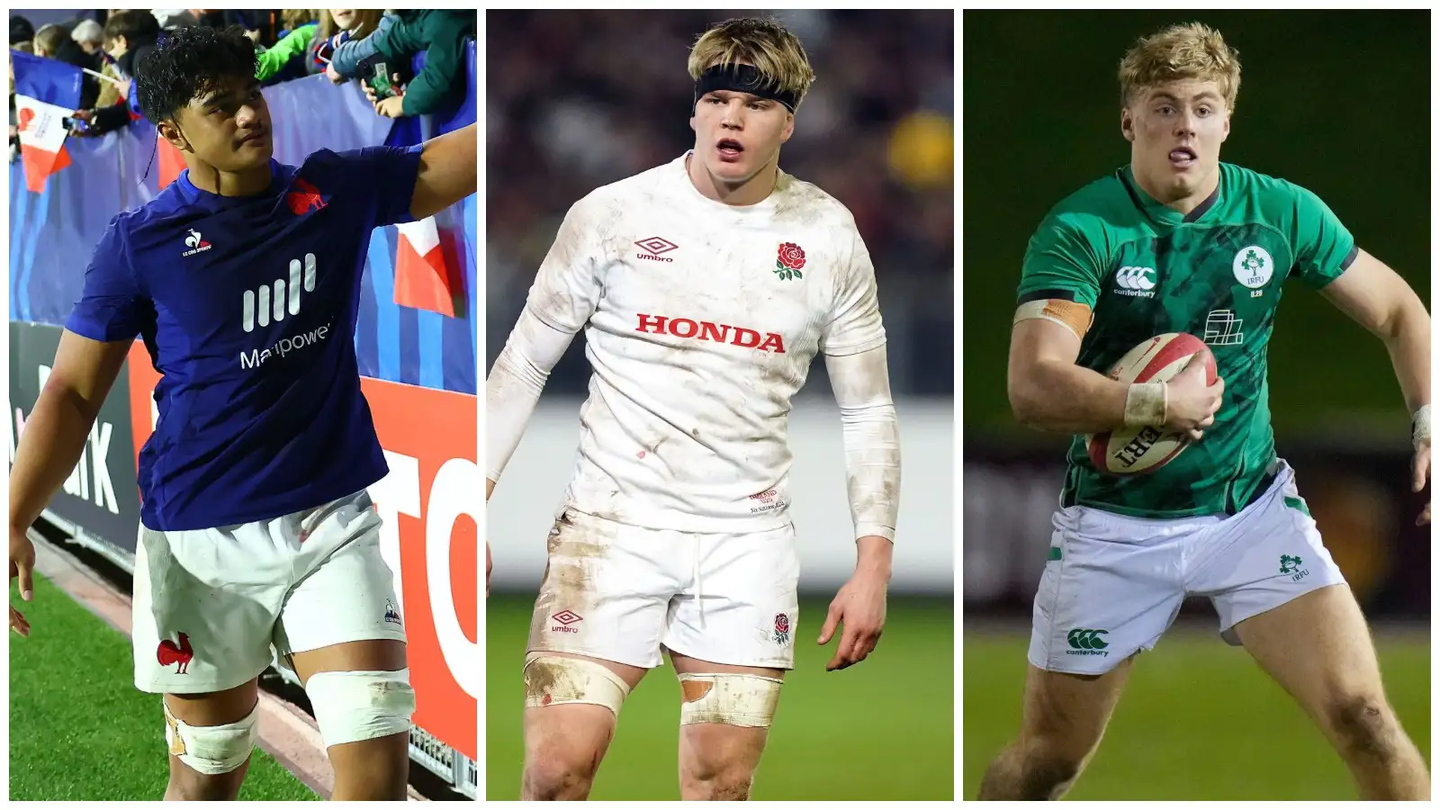 Patrick Tuifua (France), Henry Pollock (England) and Hugh Gavin (Ireland).