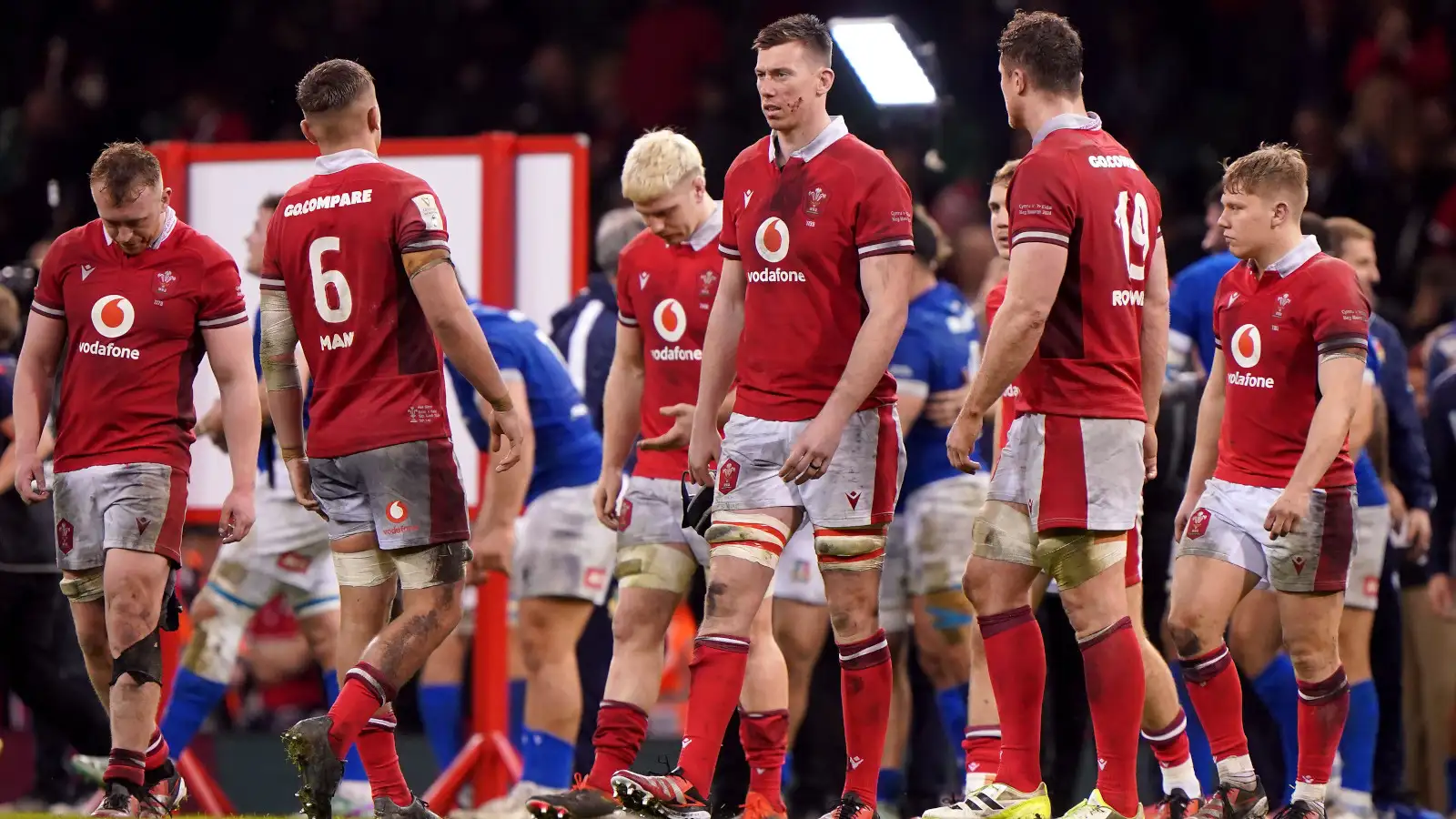 Wales player look on after Six Nations loss to Italy.