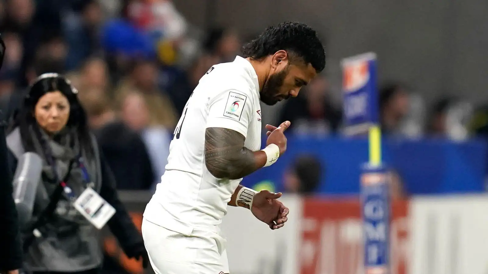 England's Manu Tuilagi come on as a substitute during the Guinness Six Nations match at the Groupama Stadium in Lyon, France.