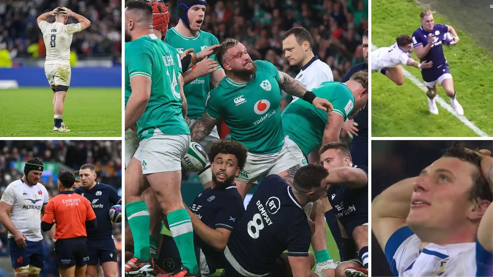 Six Nations: England's Ben Earl, France's Gregory Alldritt and Scotland's Finn Russell, Andrew Porter of Ireland, Duhan van der Merwe of Scotland and Paolo Garbisi of Italy.