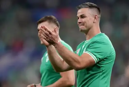 Johnny Sexton applauding the Ireland fans during the 2023 Rugby World Cup.