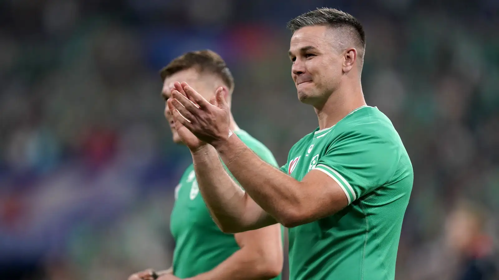 Johnny Sexton applauding the Ireland fans during the 2023 Rugby World Cup.